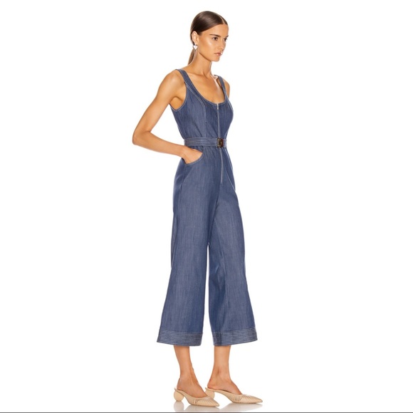 ALEXIS Bristol Chambray Flared 70’s Denim Jumpsuit - Picture 15 of 15